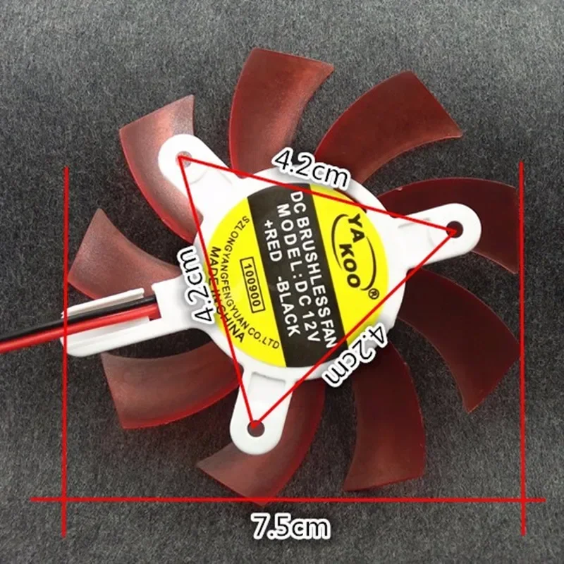 New Super Silent 75mm fan  DC12V  42x42x42mm Hole Pitch diameter 75x15MM Fan For 9800GT 9600GT Graphics Card fan blade