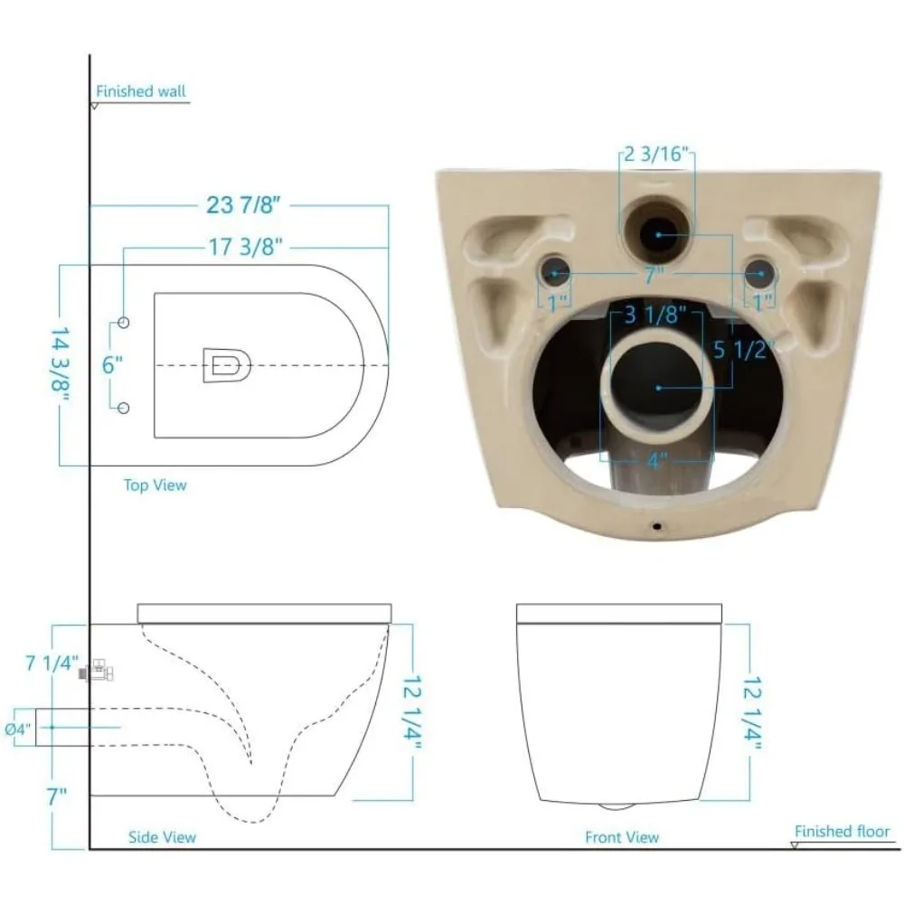 Wall-Hung Smart Toilet with Dual-flush, Bidet Wash Function, Heated Seat & Dryer, Concealed Tank System and White Marble Stone