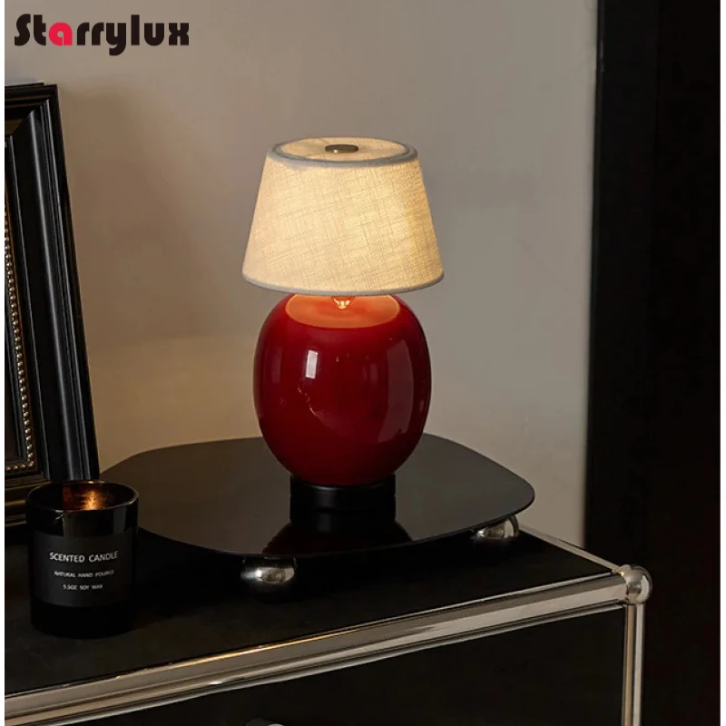 

Vintage Rechargeable Table Lamp Mid Century Bedside Night Light Wireless Desktop Decor