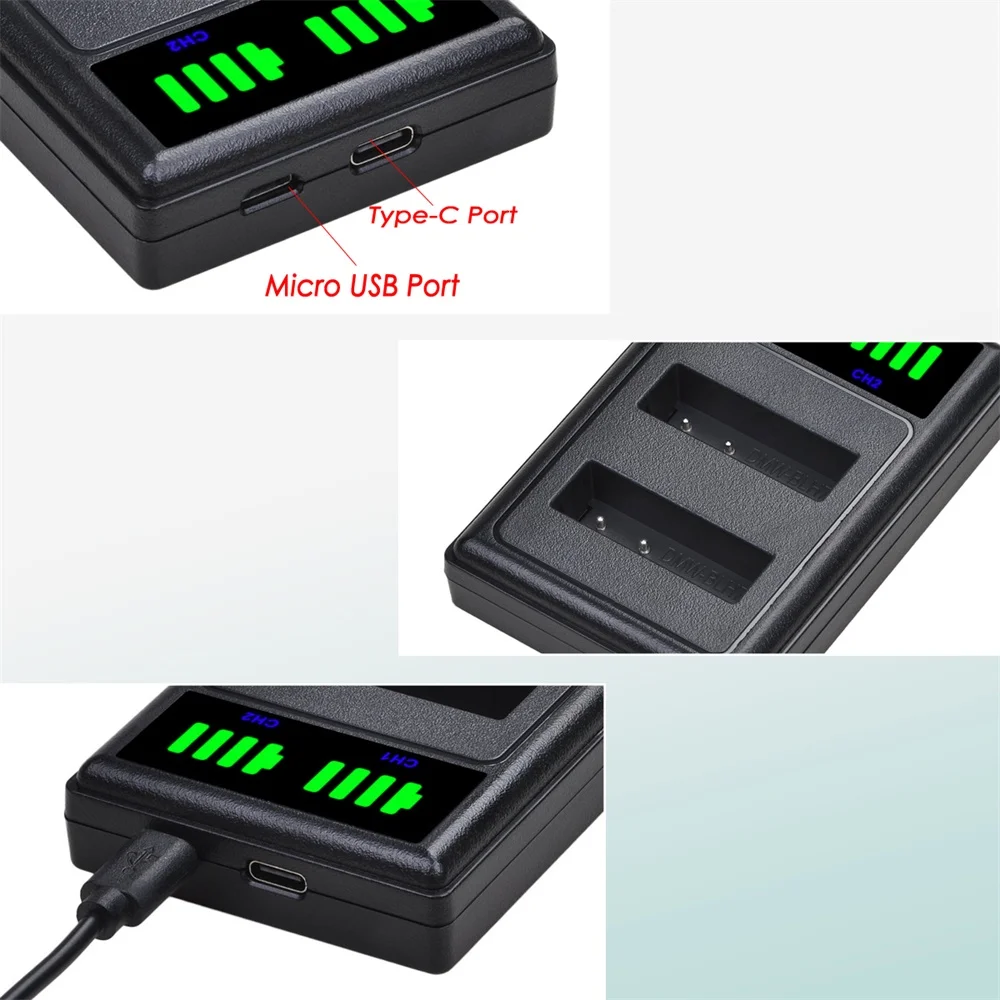 Светодиодное двойное зарядное устройство Pickle Power для женской лампы, аккумулятор BLH7E для Panasonic Lumix