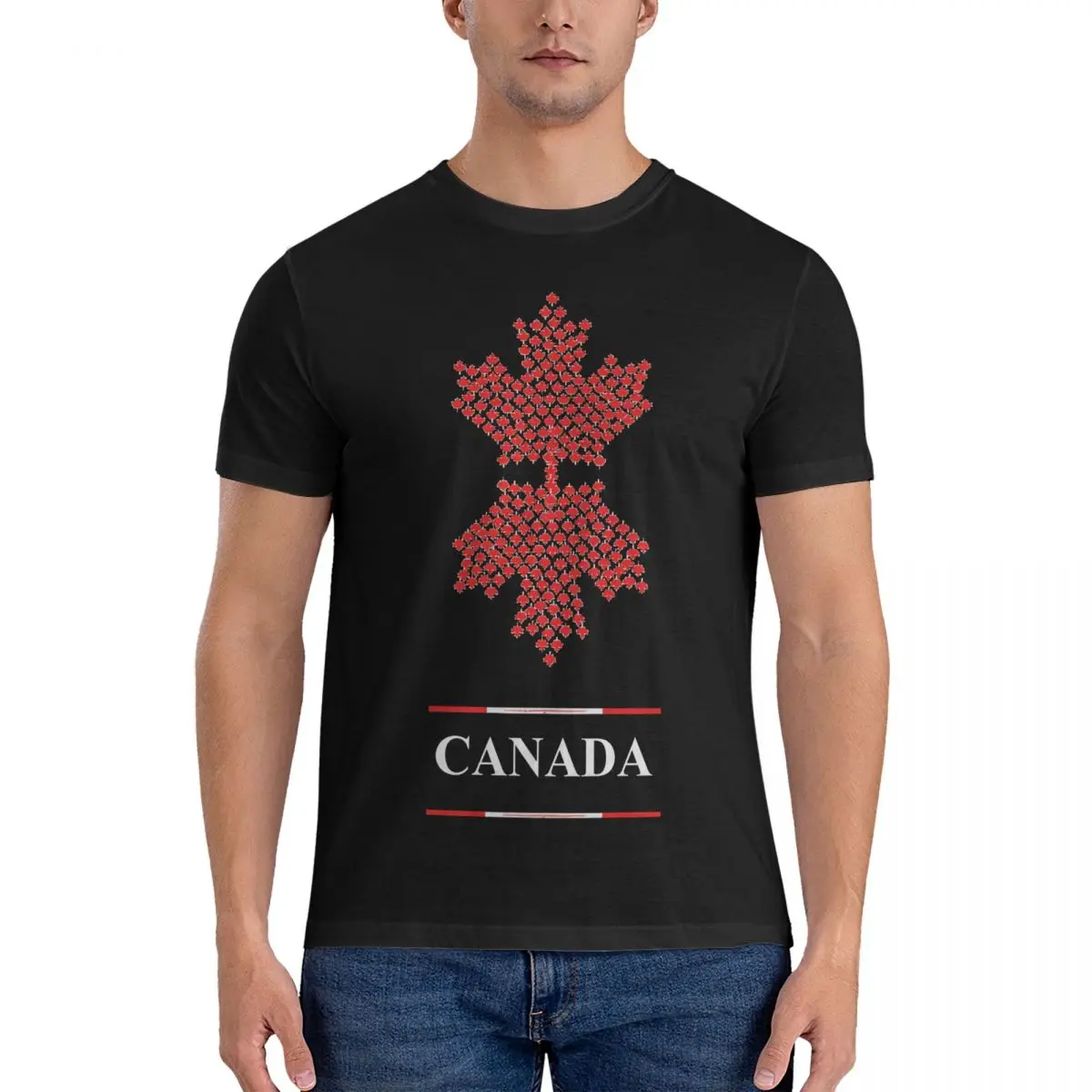 Symbol T-Shirts for Men Canadian Flag Maple Leaf Icon Novelty Cotton Tees Crew Neck Short Sleeve T Shirt Gift Idea Tops