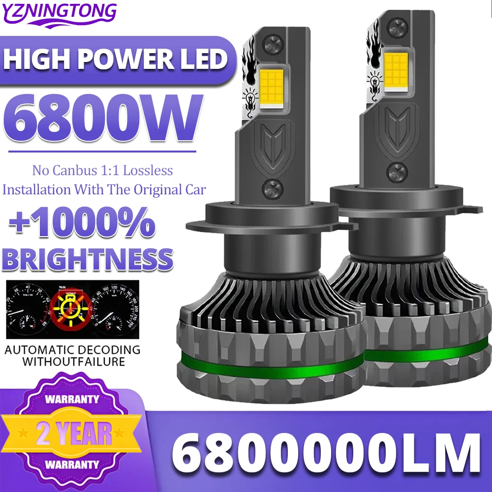 

H7 Светодиодные фары для автомобиля 6800 Вт Автомобильные H11 H1 Светодиодные фары H4 Противотуманные фары дальнего и ближнего света 9005 HB3 9006 HB4 9012 HIR2 12 В