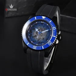 40mm OUMASHI Men's Watch Black Shell Blue Yacht Luxury Auto Watch NH watch 70 Stainless Steel Waterproof Watch