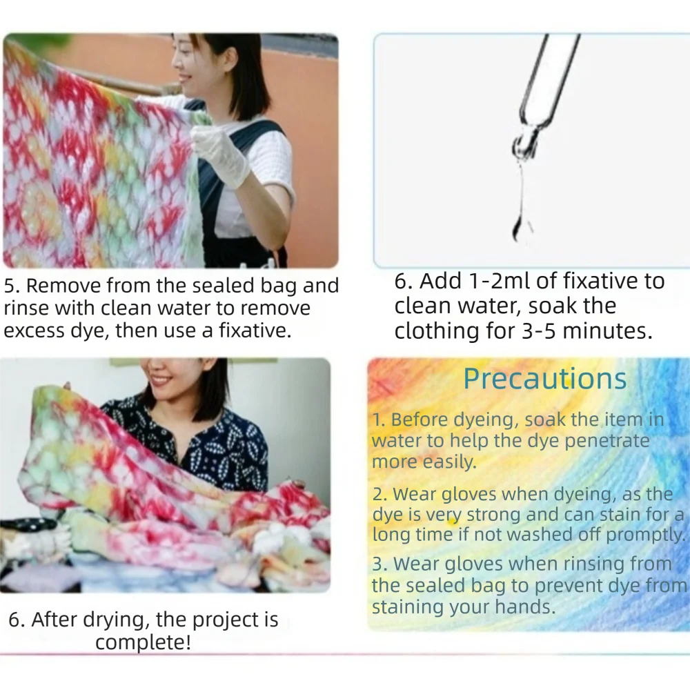 6 Color Set 10g Bag Fabric Tie Dye Powder Multifunctional Pigment DIY Handmade Fabric Dye Free Cooking Color
