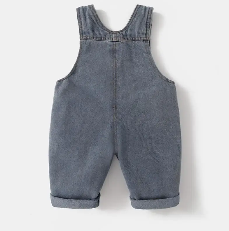 2026 Neue Koreanische Version Weicher Gewaschener Denim Kinder-Overall Jungen und Mädchen Vordertasche Einfarbig Integrierte Hose 0-5 Jahre – Detail 6