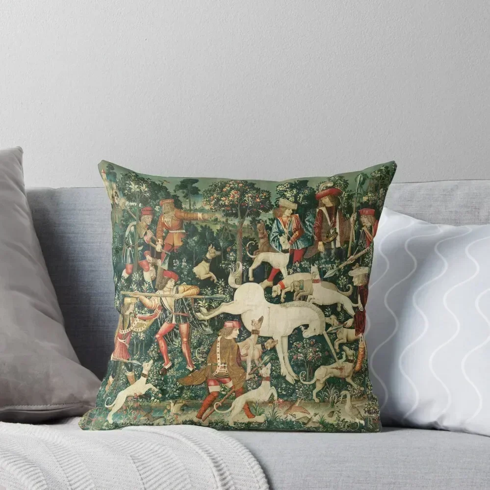 

UNICORN DEFENDS ITSELF / Dogs and Other Animals,Green Floral Throw Pillow bed pillows Pillow Decor pillow