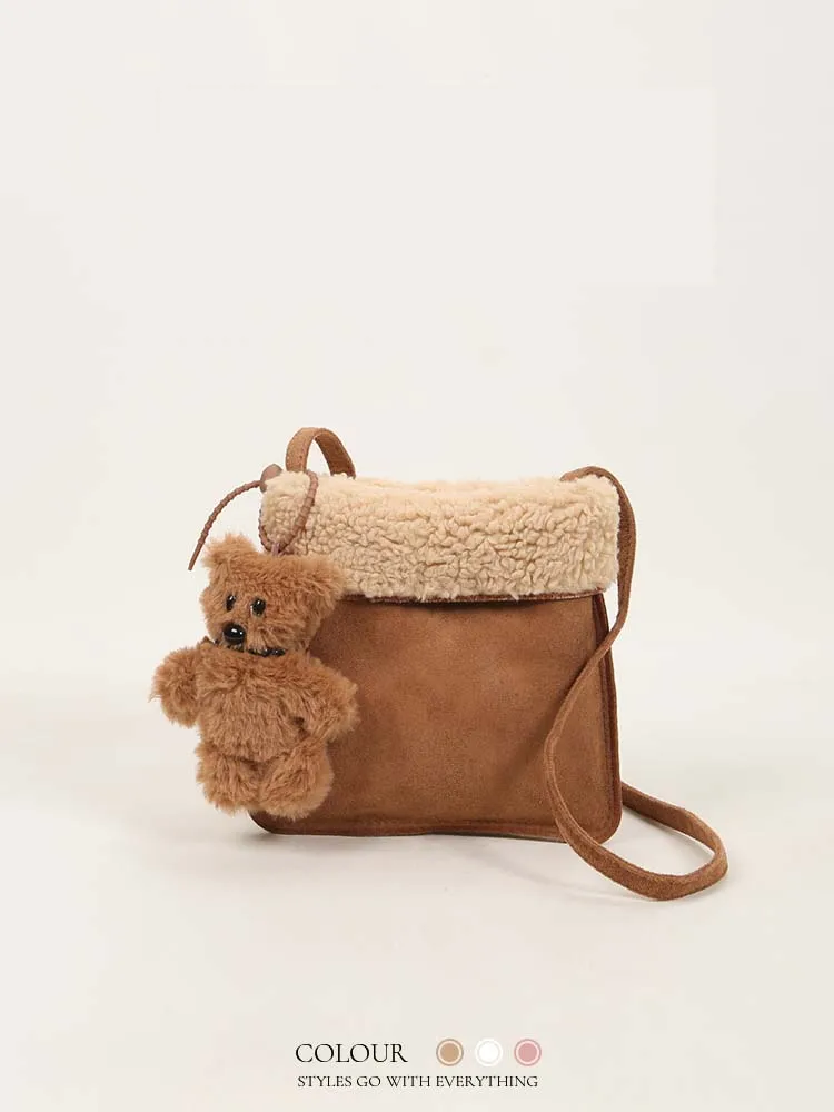 Faionable camurça pele de cordeiro buet saco feminino crossbody oulder saco casual simples sle outono inverno bolsa