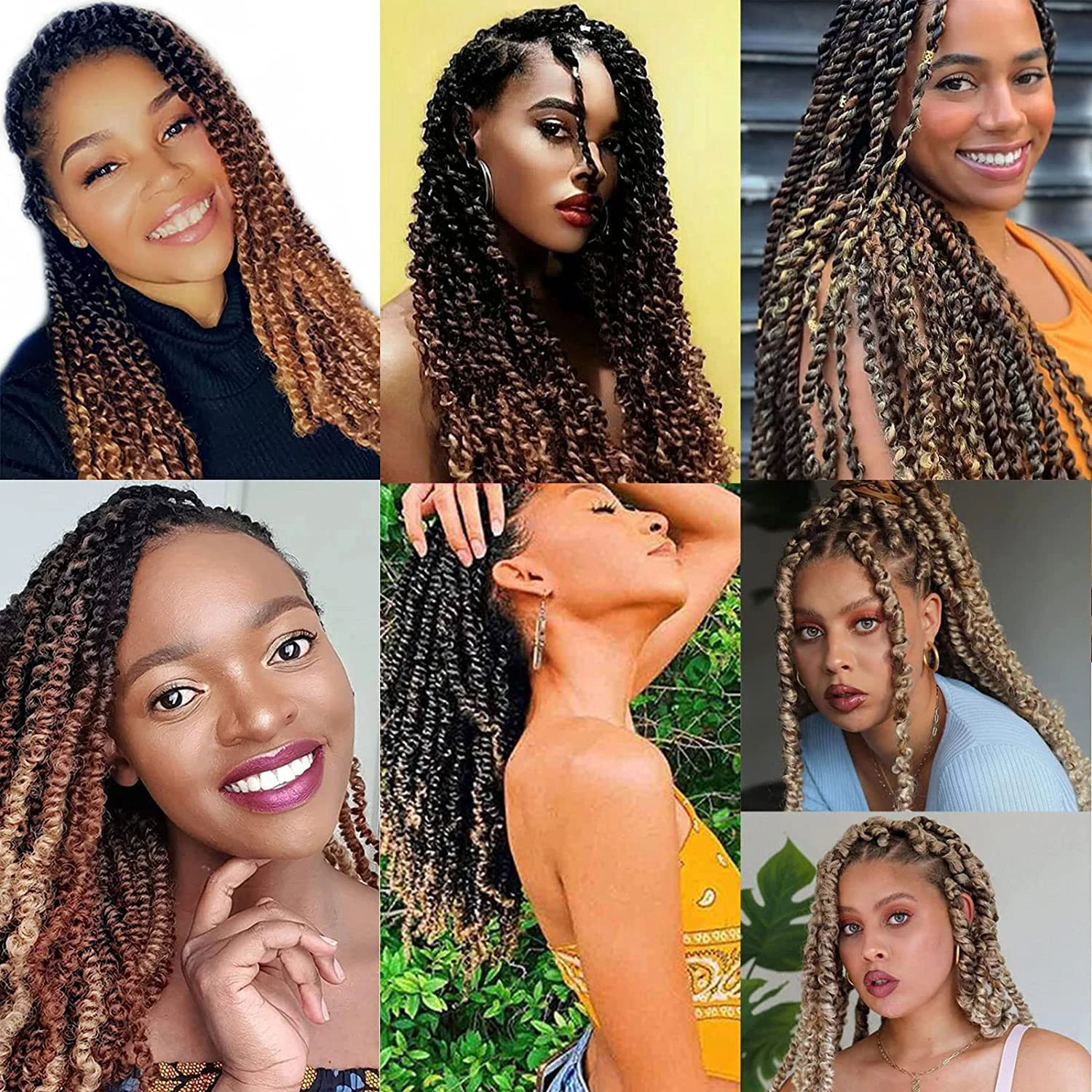 مارلي تويست تجديل الشعر 1-6 حزم نابض الأفرو تويست أومبير شقراء غريب مجعد تجديل الشعر الاصطناعية التفاف