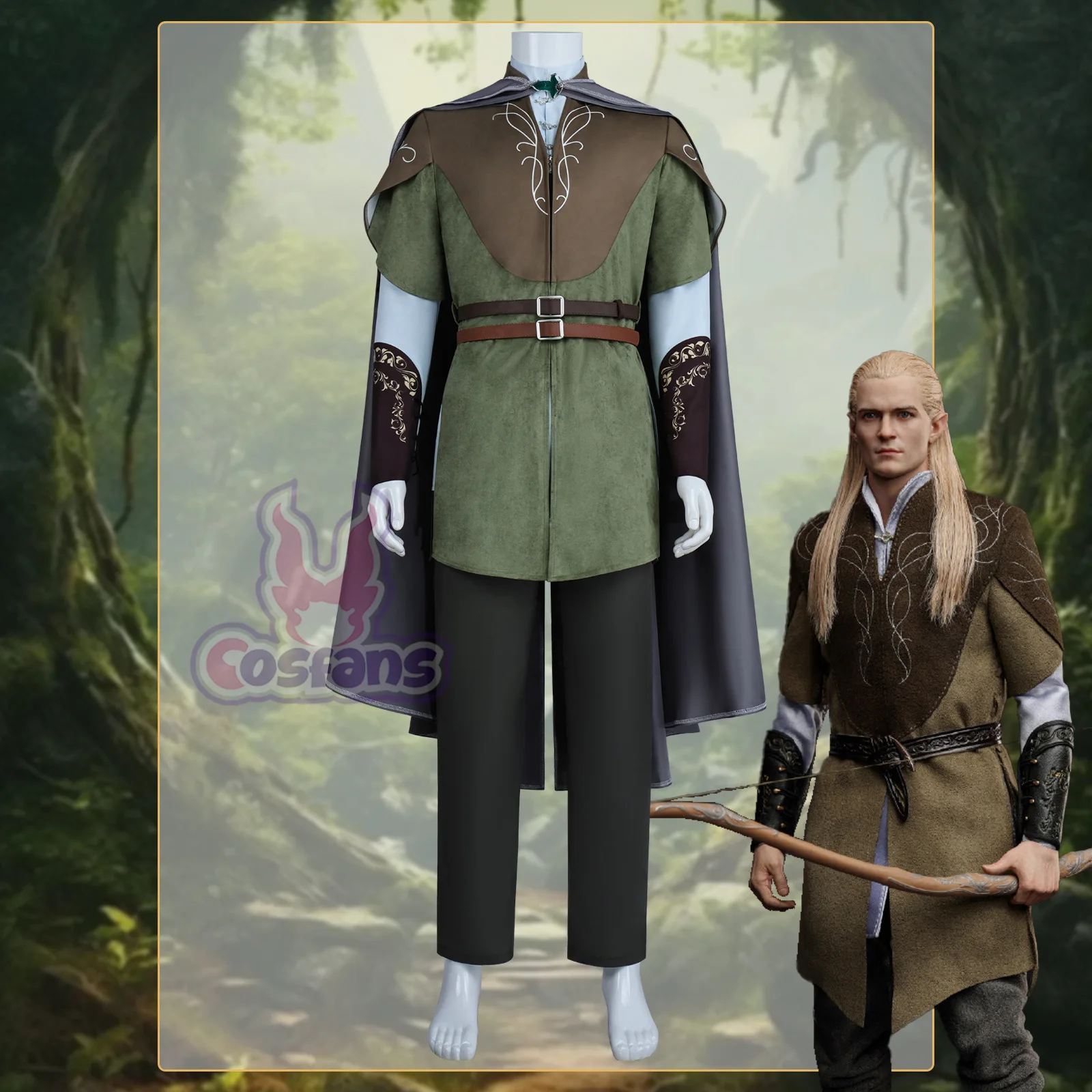 

The Elf Prince Set With Cloak Lord of the Rings Anime Fellowship of the Ring Legolas Cosplay Costume Man Halloween Comic Con