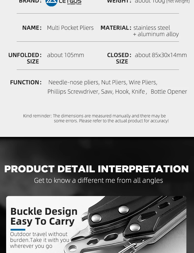 LETGOS Micro Multitool 8-in-1 Mini Tragbare Zange, Taschen-EDC-Zange Messer Schraubendreher-Set Outdoor Tragbares Taschenwerkzeug – Detail 14