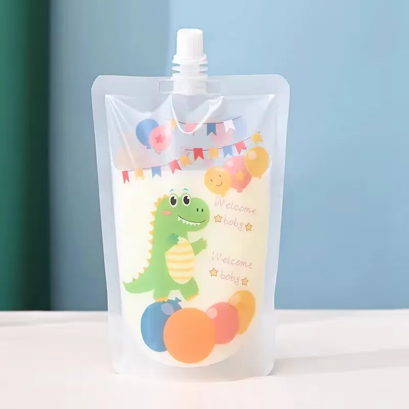 

100pcs Cartoon Plastic Drink Packaging Bag Juice Milk Water Liquid Packaging Bag Beverage Suction Nozzle Storage Bag