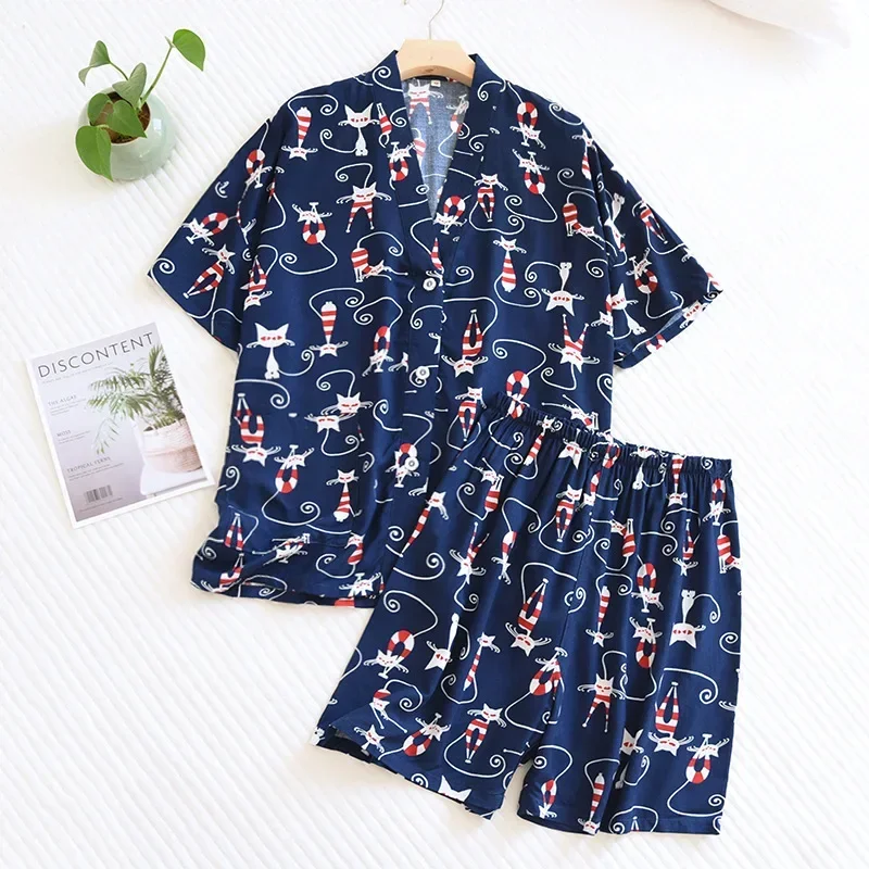 New Summer Ladies 100% Viscose Pajamas Short Sleeve Shorts Two Piece Floral V-Neck Thin Loose Women\'s Homewear Set sleepwear