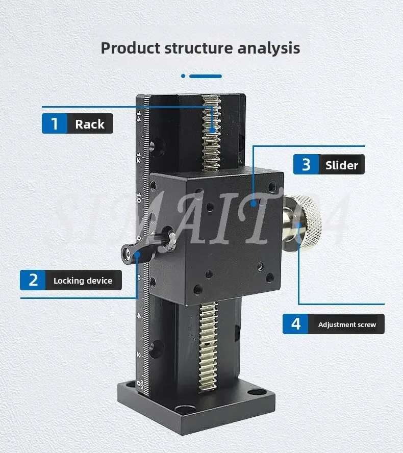 （Popular Items Today）Vertical Lifting Displacement Platform Dovetail Groove Slide Block Module Gear Rack Manual CCD Long Stroke