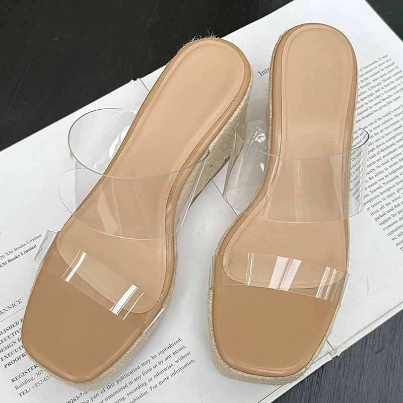 Transparent Ladies High Heels Platform Footwear Heels Slides Women Pumps Wedges Fashion Shoes Sandals Slippers Female Shoes