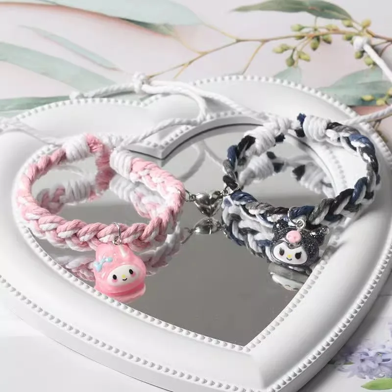 Miniso المغناطيسي الأصلي سانريو Yugui الكلب سوار زوجين تمتص الأربطة المطاطية الصغيرة أساور إعطاء الأصدقاء