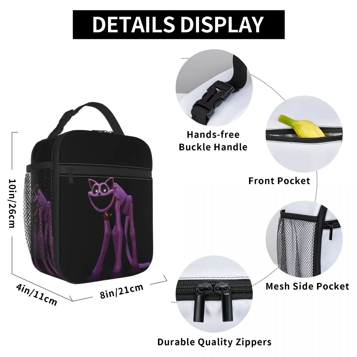 CATNAP Monster Insulated Lunch Bag for Women Office Cooler Thermal Food Box Tote Leakproof Lunch Boxes Container