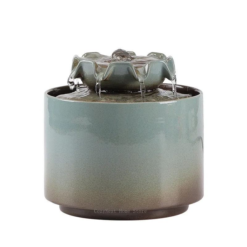 Eight Directions Fortune Ceramic Circulating Water Fountain Feng Shui Ornament Great Gift For Store Opening New Home Decoration