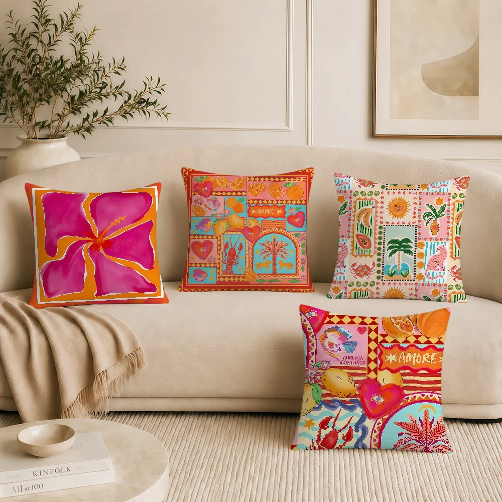 fashion Modern Art Orange Mediterranean style amore soft pillowcase Sofa Home Living Room Decor bed hogar pillowcover gift
