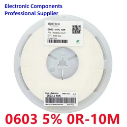 5000PCS 0603 SMD 5% Resistor 0R-10M 0R 1R 3.3R 10R 22R 24R 82R 1K 10K 51K 75K 100K 390K 470K 510K 820K 1M 4.7M 6.8M 9.1M 10M ohm