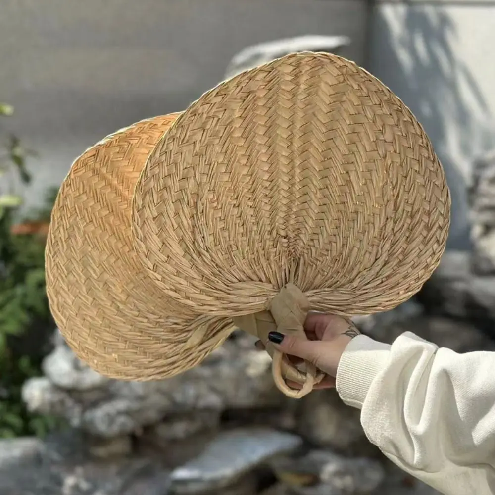 Vintage Home Decoration Palm-Leaf Fan Handmade Natural Rattan Fan Lightweight Artistic Straw Fan Summer