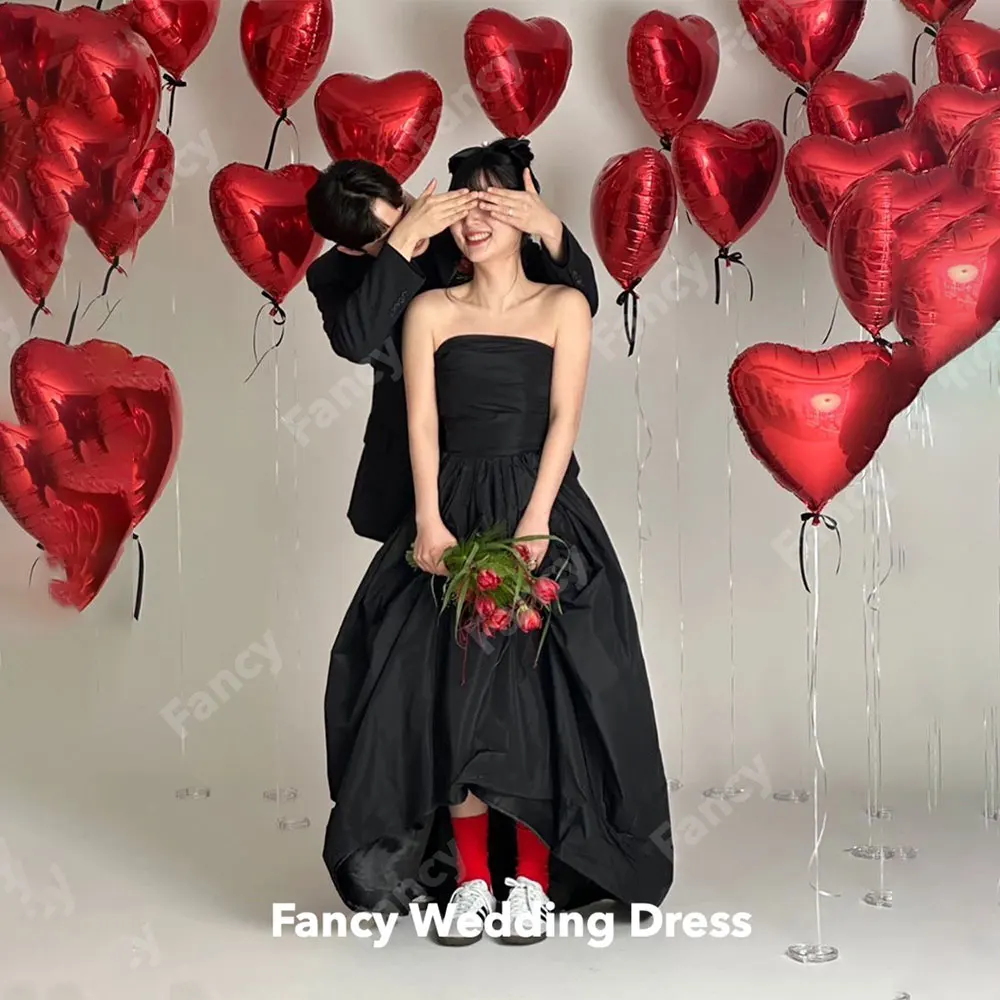 

Fancy Simple Taffeta A Line Wedding Dress Korea Sleeveless Bridal Gown Sleeveless Floor Length 웨딩드레스 Custom Made