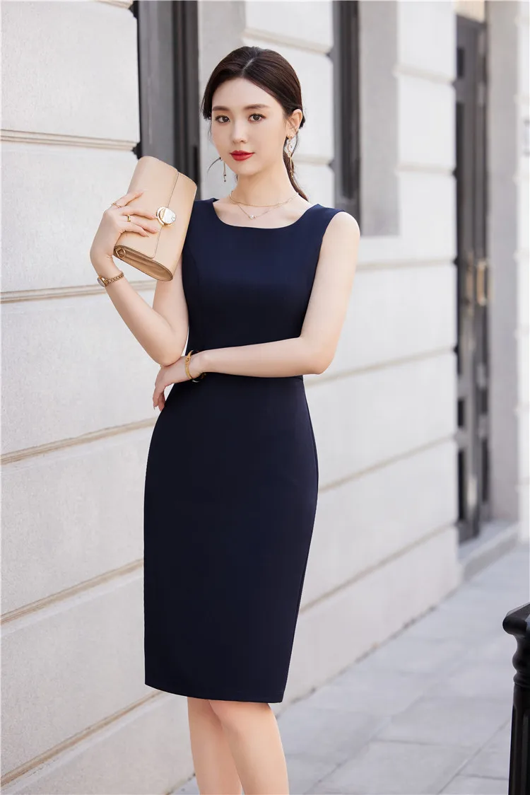 Plus Size 5XL Sleeveless Dresses Formal Elegant Styles Women Business Work Wear Slim Hips Ladies Office Professional Vestidos