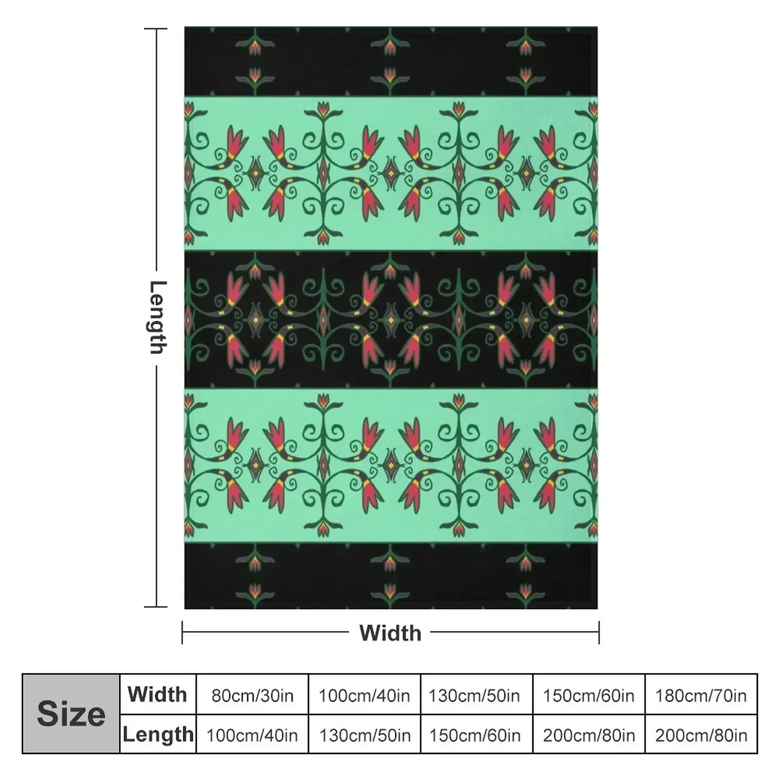 Green Anishinaabe Floral Throw Blanket couch cozy soft plush fuzzy picnic outdoor blanket