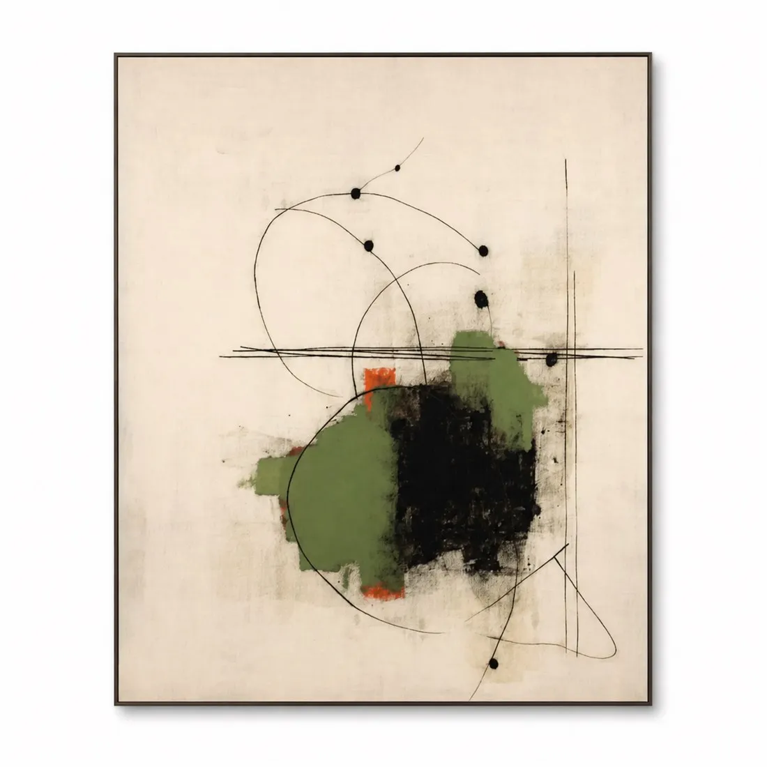 Large Green Abstract Canvas Art,Canvas Wall Print,Modern Art Illustration,High‑Grade Home Decoration Artwork for Bedroom