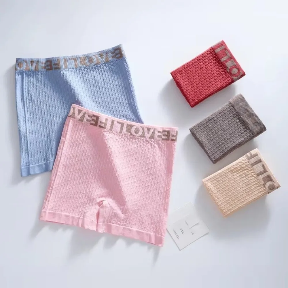 Comfortable High Waisted Yoga Briefs Seamless Ribbed Short Underwear Anti-Chafe Breathable Boxer Shorts Women