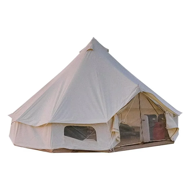 

Glamp Yurt Pyramid Tent with Chimney for Outdoor Farmhouse B&B Camping