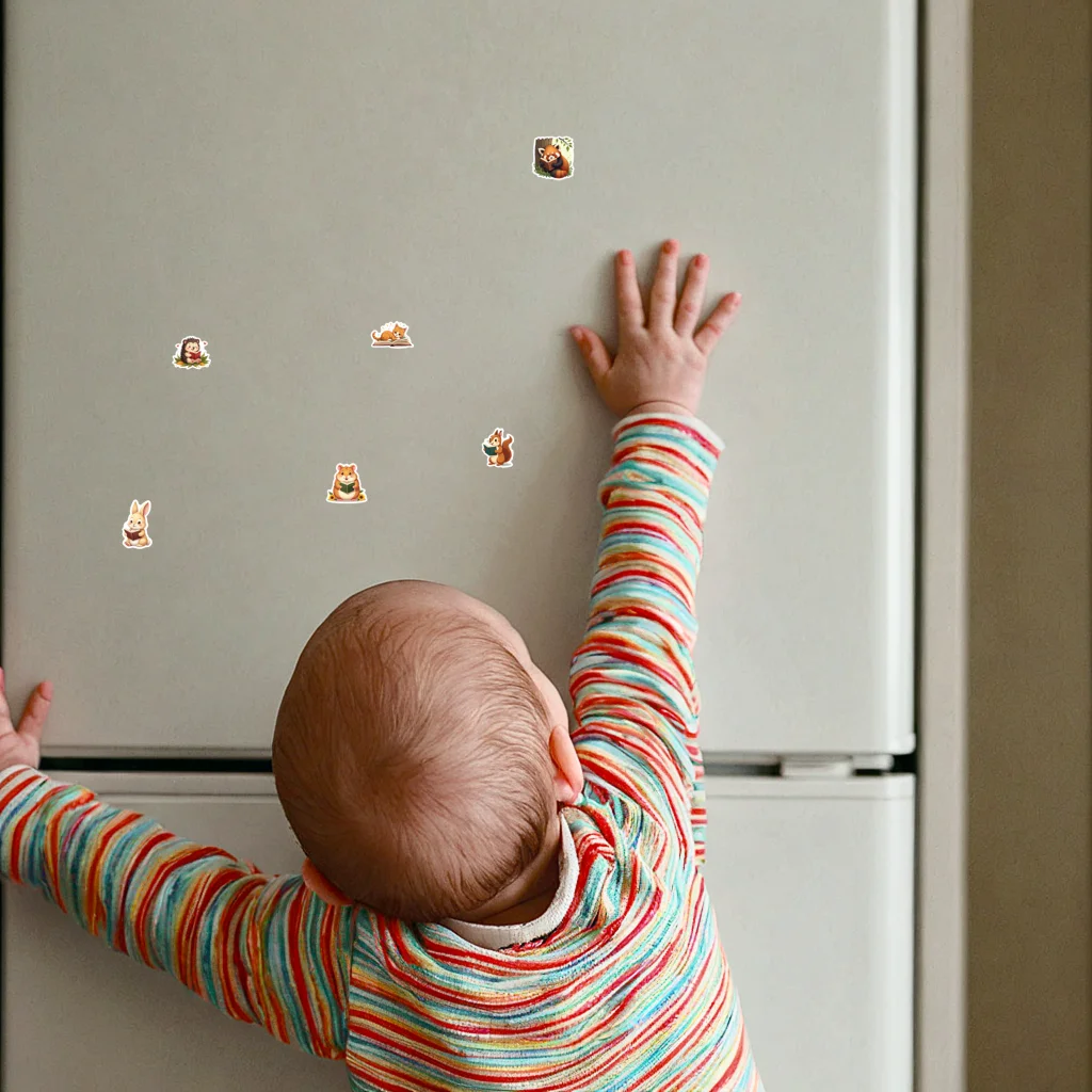 35pcs-70pcs Decals  Educational Theme Educational Cartoon Sticker Fun Animal Decor Reading Animal Sticker for Notebook Laptop