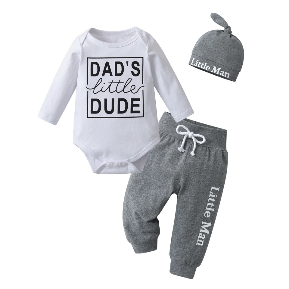 Newborn Baby Boy 3PCS Clothing Set with Hat