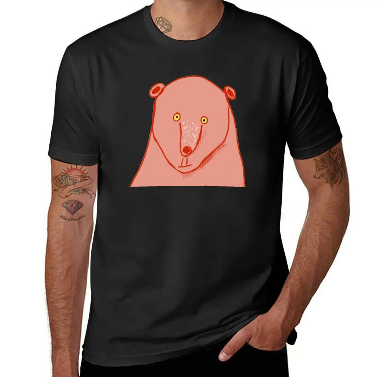 Mesmerizing Funny Pink Bear Face on the prowl T-Shirt customizeds blanks vintage clothes t shirt men