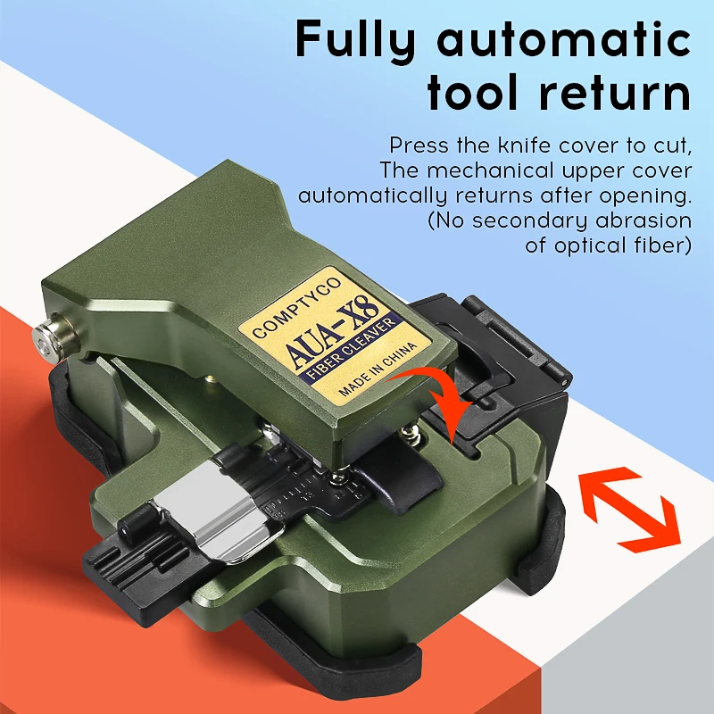 Imagem -03 - Comptyco Aua-x8 Fiber Cleaver Ftth Fibra Óptica Cortador Ferramentas Faca de Corte de Cabo de Fibra Óptica de Alta Precisão Alta Qualidade