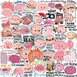 10/30/50PCS Cute Brain Pink Stickers Funny Cartoon Graffiti DIY Diary Laptop Guitar Luggage Skateboard  Waterproof Decal Toy