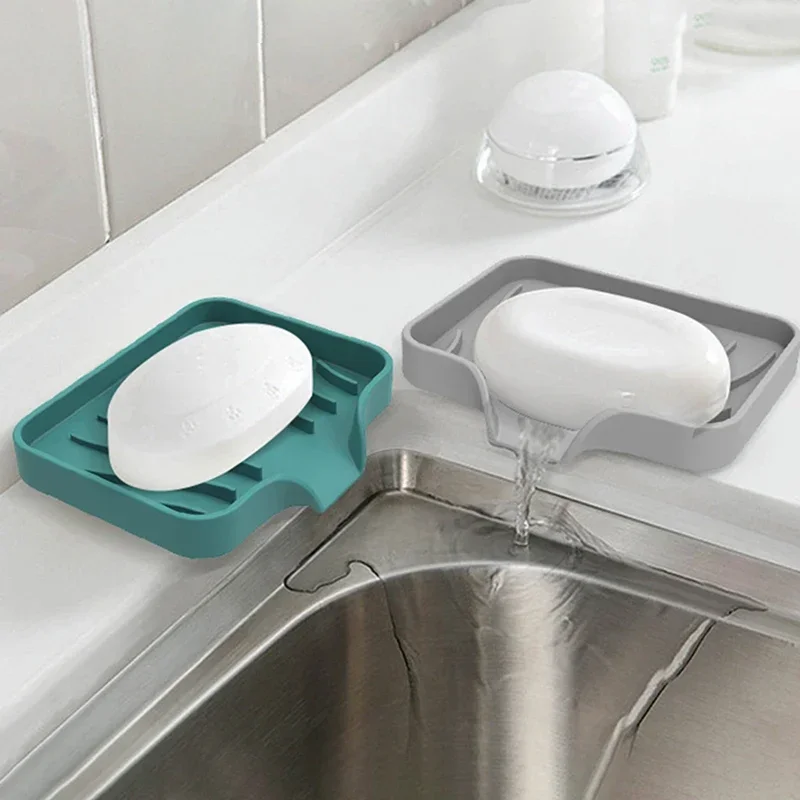 Bathroom Premium Soap Dish Easy Clean Non Slip Soft Silicone Soap Holder Self Draining Soap Tray Keep Soap Dry Storage Tray