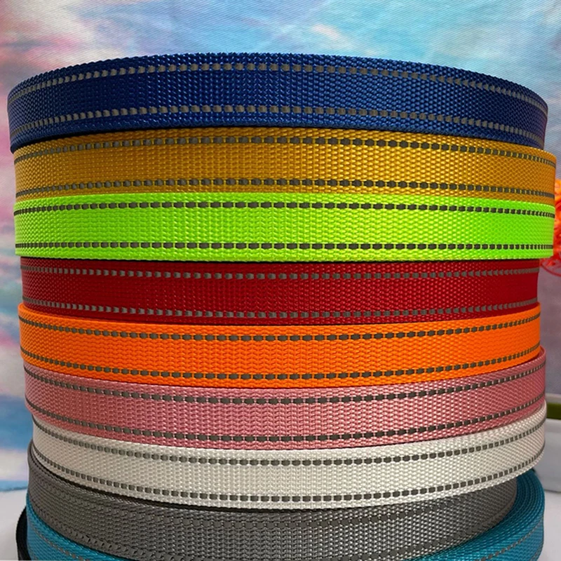 5 Meters 3/4 inch 20mm Polyester Reflective Webbing 1mm Thickness Safety Belt For DIY Pet Collar Bag Strap Sewing 10 Colors