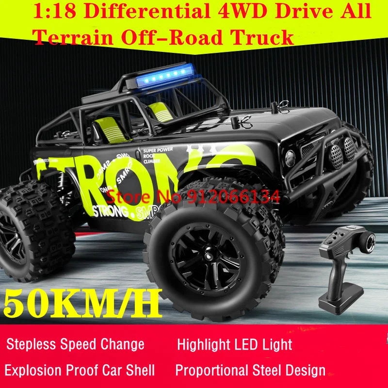 

Professionally 50KM/H Stepless Speed Change High-Speed RC Truck 4WD Independent Suspension LED Lighting Remote Control Drift Car