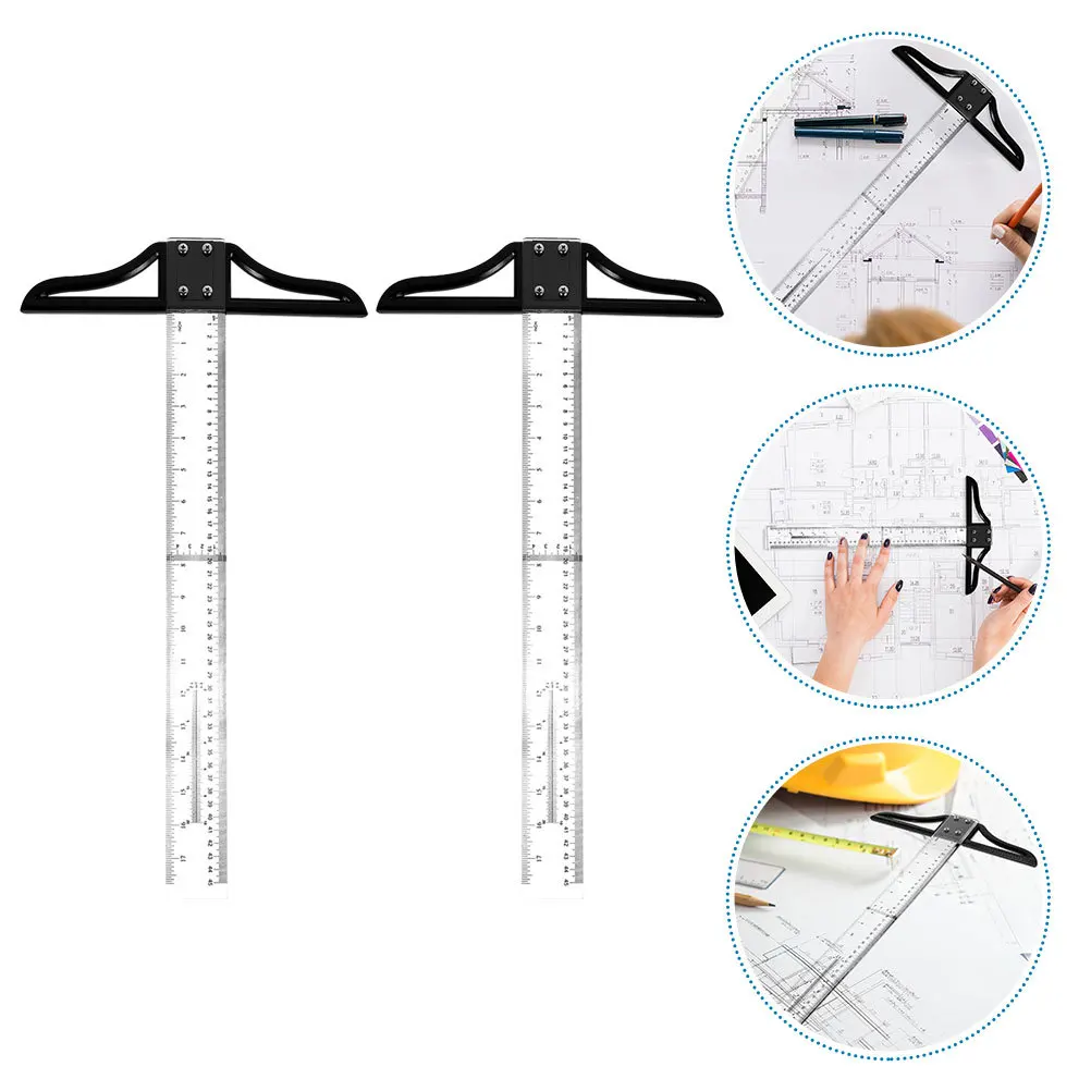2Pcs Ruler Portable Lightweight Simple Design Exquisite Craftsmanship Measuring Marking 18 Inch