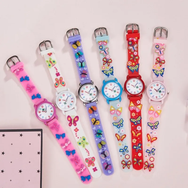 جديد الأطفال الساعات سيليكون الزهور الكوارتز لطيف ساعة اليد هدية عيد ميلاد طفل فتاة صبي دراسة الوقت فتاة ووتش