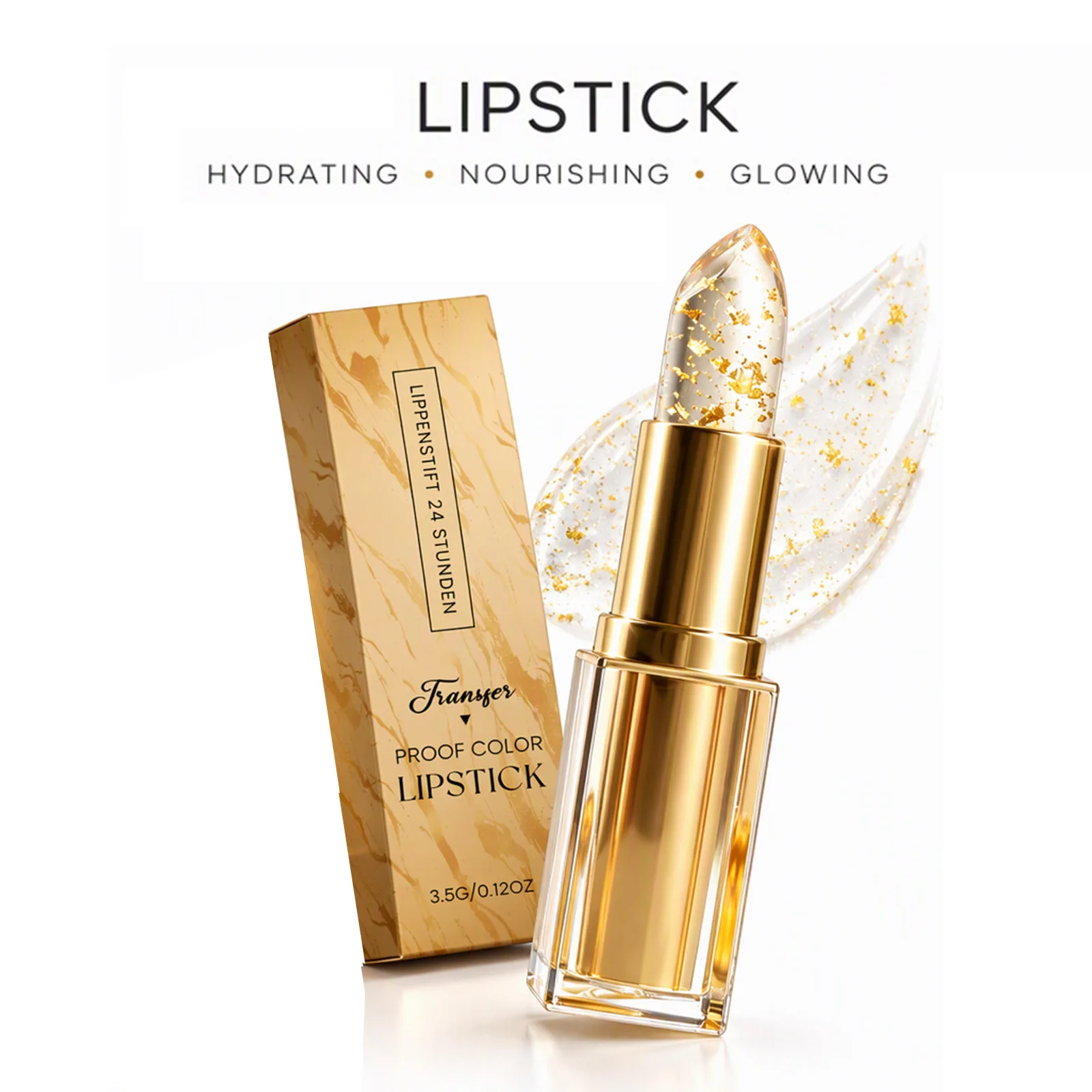 Color Changing Lipstick 3.5g Gold Flecks PH Reactive Moisturizing Improve Lip Lines Appearance Brighten Lip Color Non Greasy
