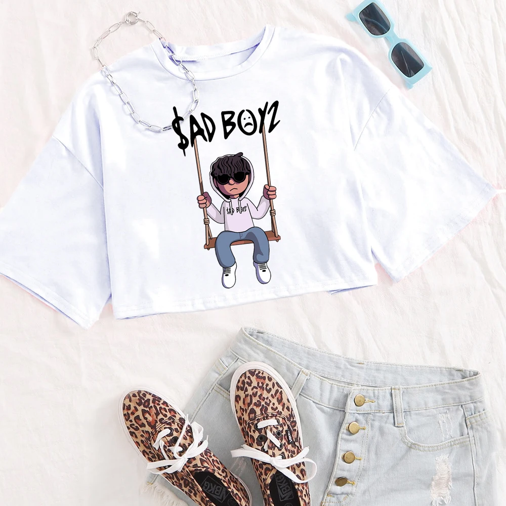 Junior H Sad Boyz Shirts Women Crop Top Breathable Streetwear Clothing Fashion Top