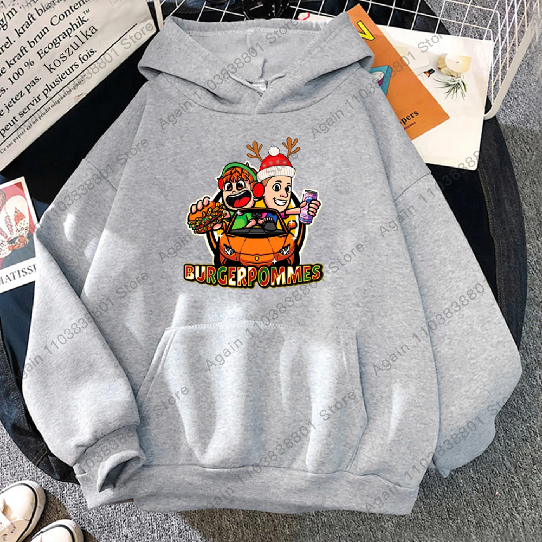 Burgerpommes Icrimax Christmas Hoodies Unisex Casual New in hoodies & sweatshirts Men/Women clothing kids Christmas gift hoodies