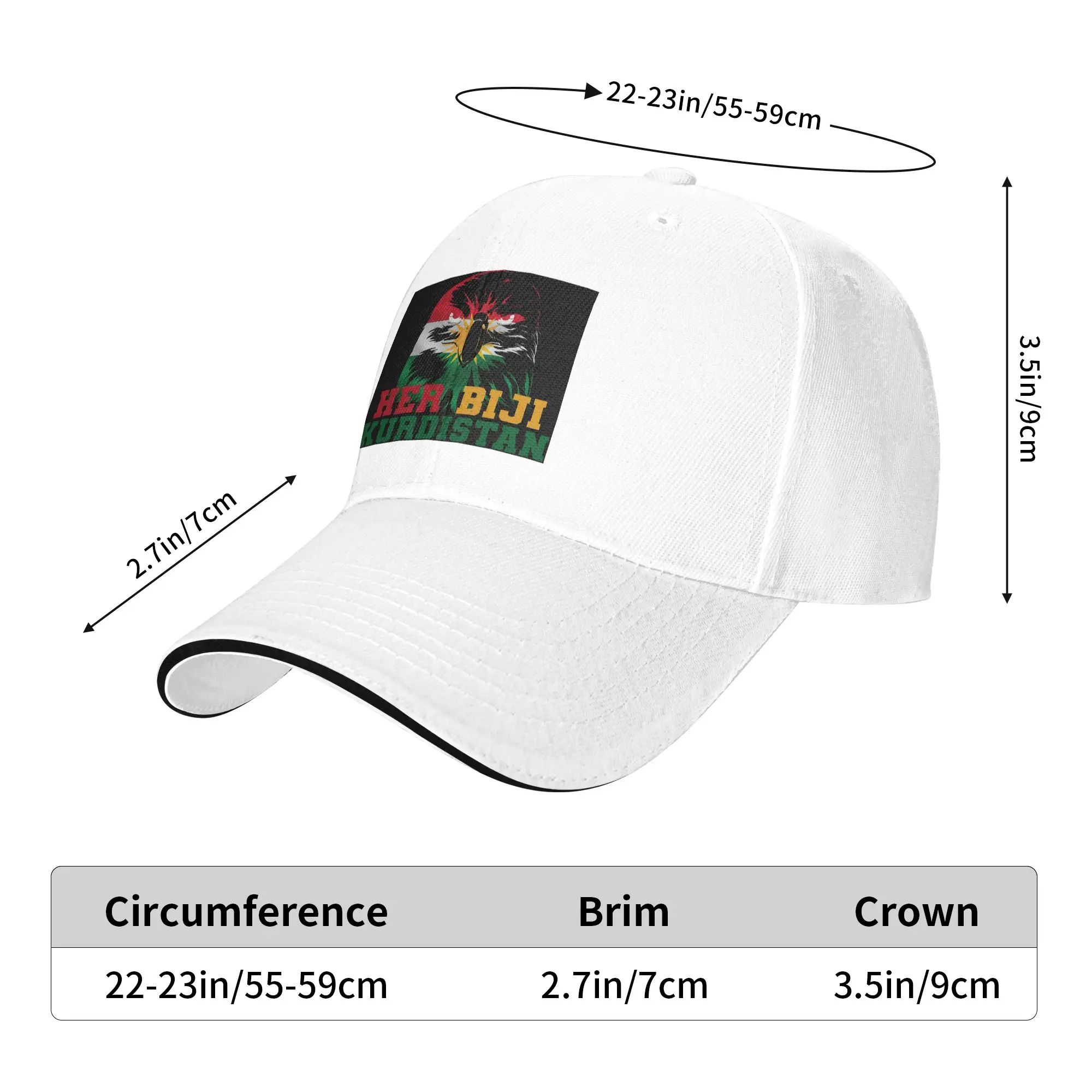 Kurdistan Flag Cap Casual Baseball Caps Adjustable Hat Hip Hop Summer Unisex Baseball Hats Customizable