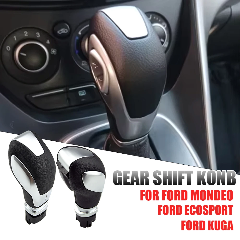 Car Automatic Gear Stick Shift KnobShifter Lever Head Black Silver For Ford Focus Kuga Mondeo Ecosport Fiesta 2013-2018