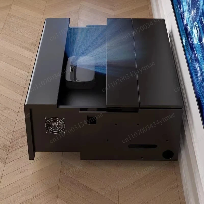 Motorized Ultra Short Throw Laser Projector Cabinet Remote Control TV Stand for Home Theater