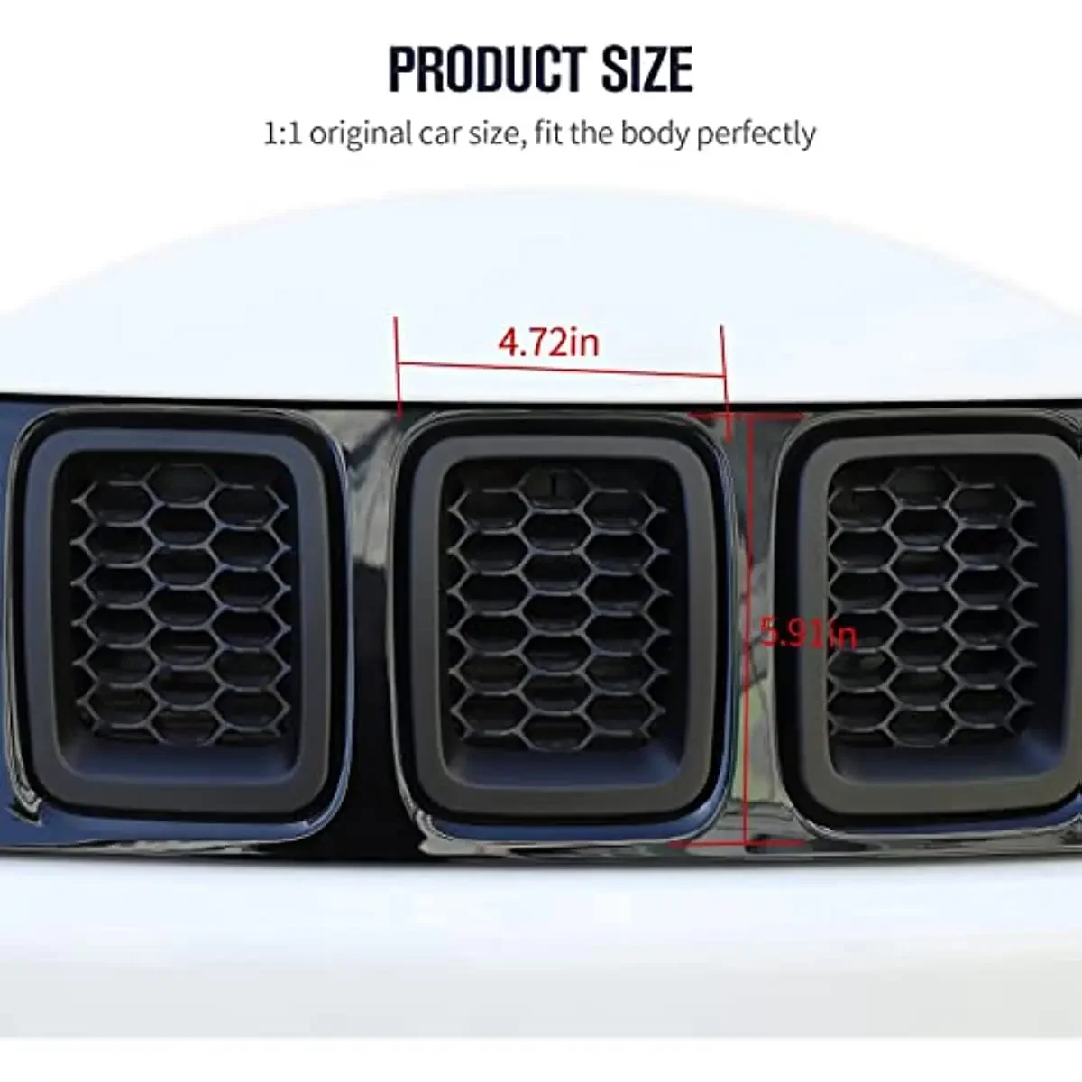 7PCS Car Carbon Fiber Grille Inserts ABS Front Grill Cover Frame Trims Kit  For Jeep Compass MP 2017-2020 Exterior Accessories