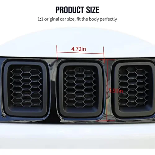 Imagen 2 del producto 7 Uds. Insertos de rejilla de fibra de carbono para coche ABS cubierta de parrilla delantera Kit de adornos de marco para Jeep Compass MP 2017-2020 accesorios exteriores