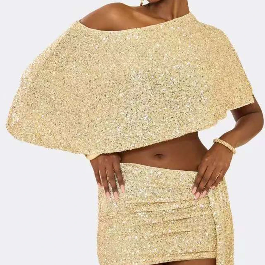 

Пляжные накидки-пончо Y2K с пайетками, однотонные, на одно плечо, асимметричные, для отпуска