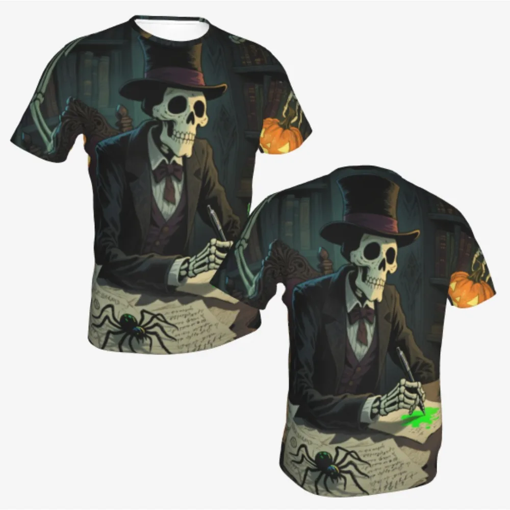

Футболки на тему Хэллоуина 2025 года, мужские и женские быстросохнущие футболки с 3D принтом черепа, детские летние повседневные уличные топы